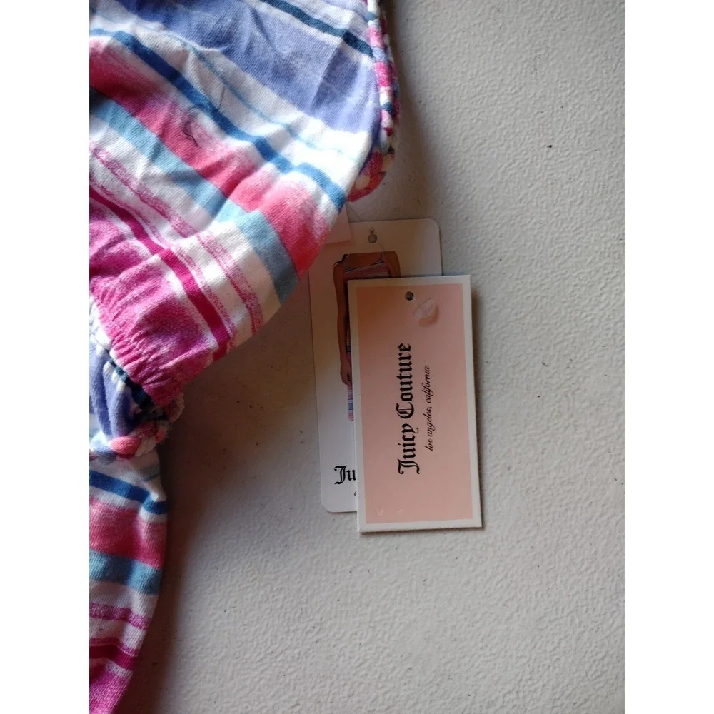 Juicy Couture‎ Girls Pink Blue Striped High-Low Dress Size L 10/12 NWT